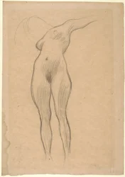 Schwebende Frau mit ausgestrecktem Arm (Studie für Medizin), 1900-1901